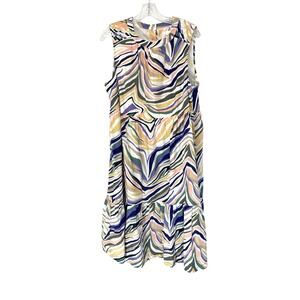 Anthropologie Multicolor Faustina Button Back Sleeveless‎ Midi Dress Size 16